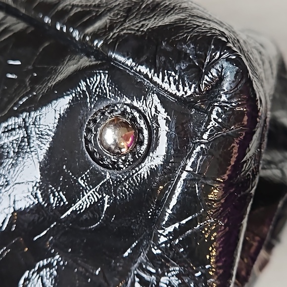 YSL Easy Y Logo Patent Leather Bag Black Silver - Picture 7 of 16